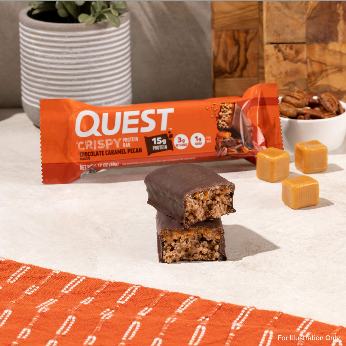 Chocolate Caramel Pecan Crispy Hero Protein Bars